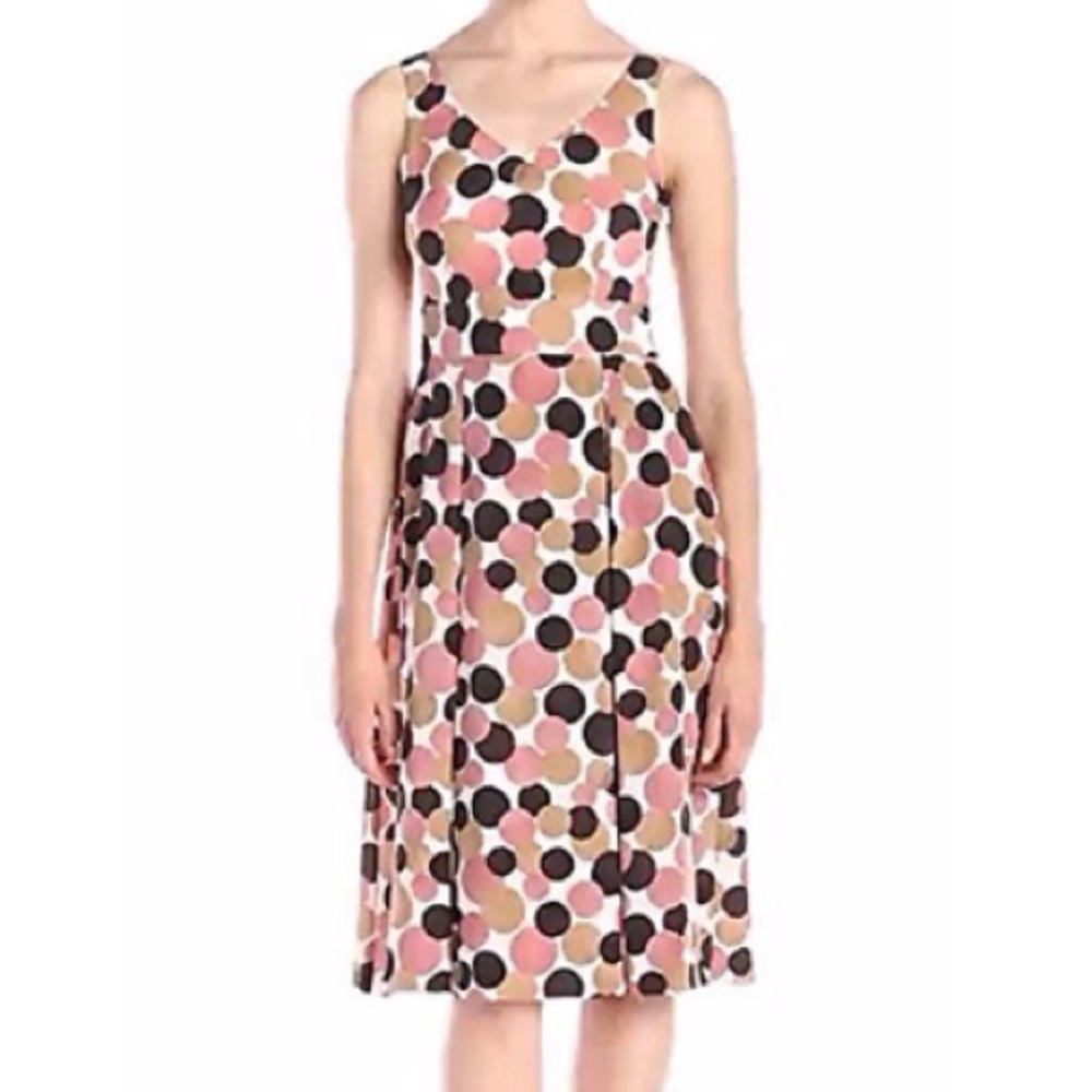 Anne Klein Polka Dot Pleated Midi Dress